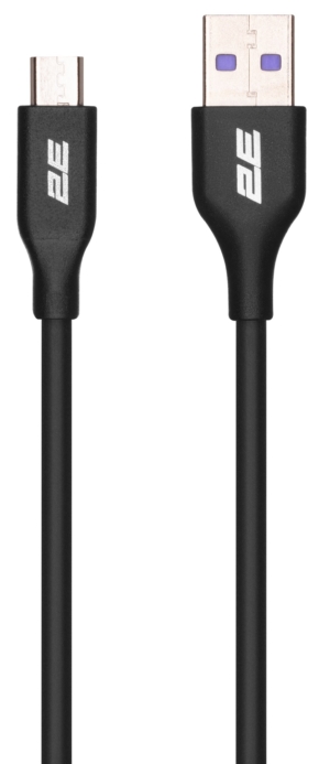 2E Сable USB-A > microUSB charge/data, 1m, Glow, black