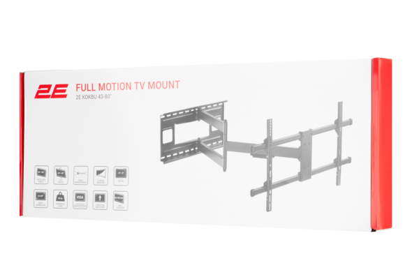2E Крепление наклонно-поворотное ТВ 43-80″ Кокбу, вынос 1м