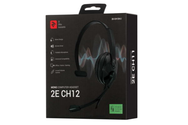 2E PC headset mono On-ear CH12 mini-jack, omni-mic, 1.2m, black