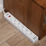 2E Surge protector with switch, G*1.5мм, 3*USB-A, 2m, white