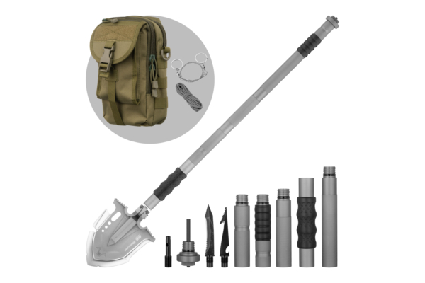 2E Tactical Multitool tactical shovel Mahura Steel Gray collapsible, 23 in 1, with bag included, 107 cm max., 1.5 kg