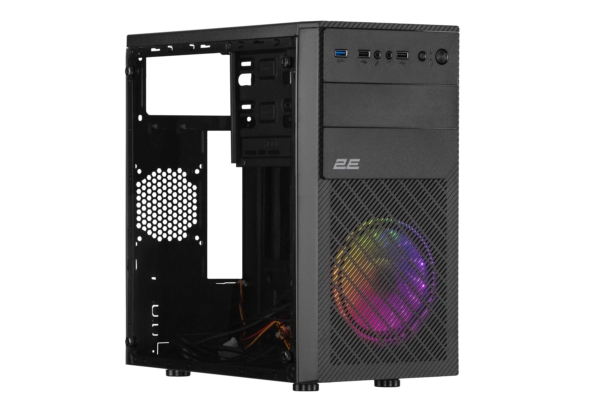 2E PC case Basis RD850 without PSU, 1xUSB3.0, 2xUSB2.0, 1x120mm ARGB, VGA 290mm, Acrylic Side Panel, mATX, black