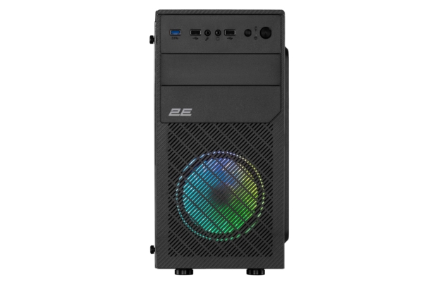 2E PC case Basis RD850 without PSU, 1xUSB3.0, 2xUSB2.0, 1x120mm ARGB, VGA 290mm, Acrylic Side Panel, mATX, black