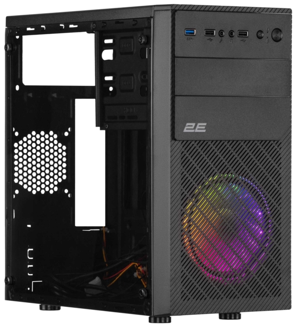 2E PC case Basis RD850 without PSU, 1xUSB3.0, 2xUSB2.0, 1x120mm ARGB, VGA 290mm, Acrylic Side Panel, mATX, black