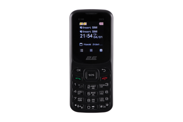 2E Mobile phone E180 2023 1.77″ 2SIM, 1000mAh, Black