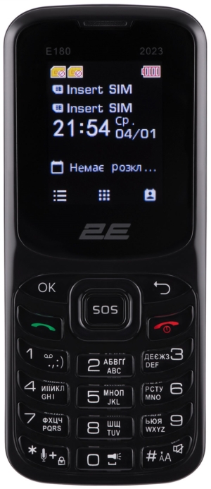 2E Мобільний телефон E180 2023 1.77″ 2SIM, 1000mAh, Чорний