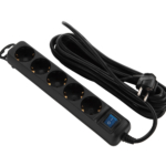 2E Power strip 5XSchuko with switch, 3G*1.5mm2, 3m, black