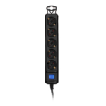 2E Power strip 5XSchuko with switch, 3G*1.5mm2, 3m, black