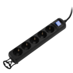 2E Power strip 5XSchuko with switch, 3G*1.5mm2, 3m, black