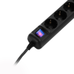 2E Power strip 5XSchuko with switch, 3G*1.5mm2, 3m, black