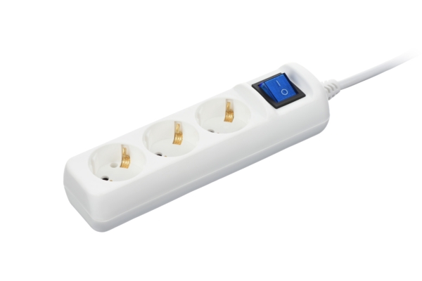 2E Power strip 3XSchuko with switch, 3G*1.5mm, 1.5m, white