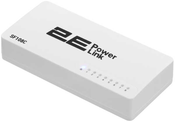 2E PowerLink SF108C 8xFE, Unmanaged desktop Switch, plastic case