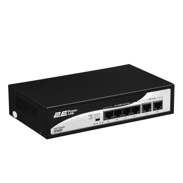 2E Коммутатор PowerLink SP402F 6xFE (4x FE PoE, 2xFE Uplink, 55W), неуправляемый