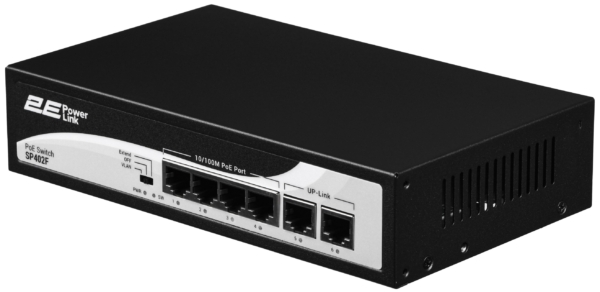 2E Комутатор PowerLink SP402F 6xFE (4x FE PoE, 2xFE Uplink, 55W), некерований