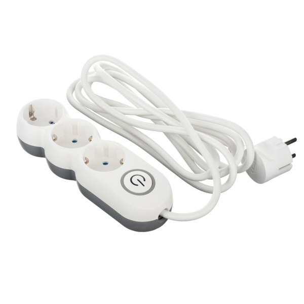 2E Power strip Plus 3XSchuko switch, 3G*1.0мм, 3м, white