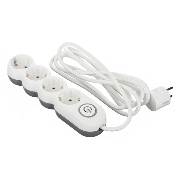 2E Power strip Plus 4XSchuko switch 3G1.0*3M, white