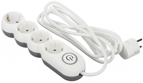 2E Power strip Plus 4XSchuko switch 3G1.0*3M, white