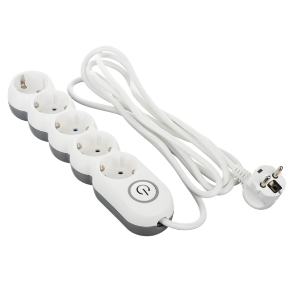 2E Power strip Plus 5XSchuko switch, 3G*1.0мм, 3м, white