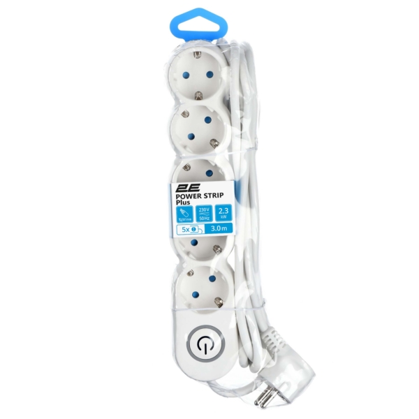 2E Power strip Plus 5XSchuko switch, 3G*1.0мм, 3м, white