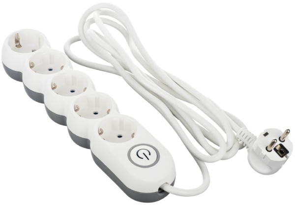 2E Power strip Plus 5XSchuko switch, 3G*1.0мм, 3м, white