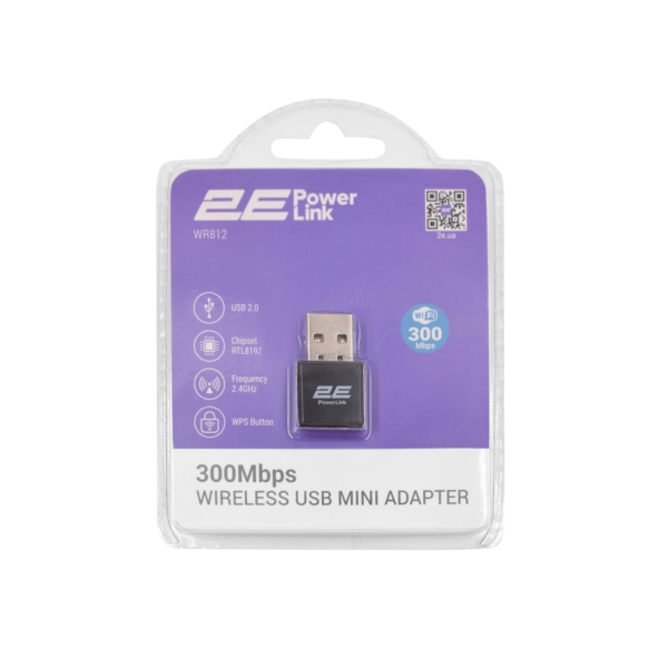 2E WiFi-адаптер PowerLink WR812 N300, USB 2.0