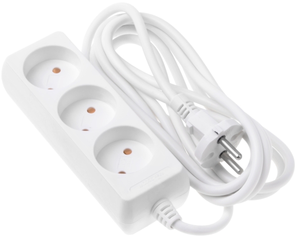 2E Network extension cord 3XCEE 7/17, 2G*1.0mm, 3m, white