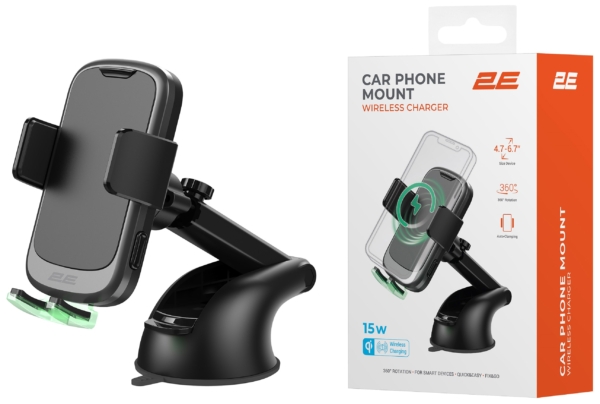 2E Car Holder window wireless with 2USB 60W car charger