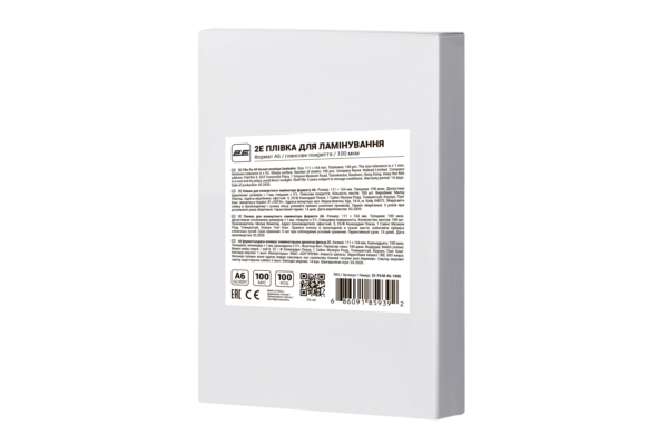 2E Плівка для ламінування A6, глянсове покриття, 100 мкм, 100шт