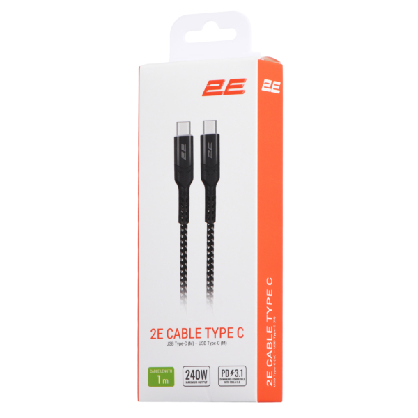 2E Cable USB-C – USB-C PD 3.1 240W Aluminum Shell 1m Black