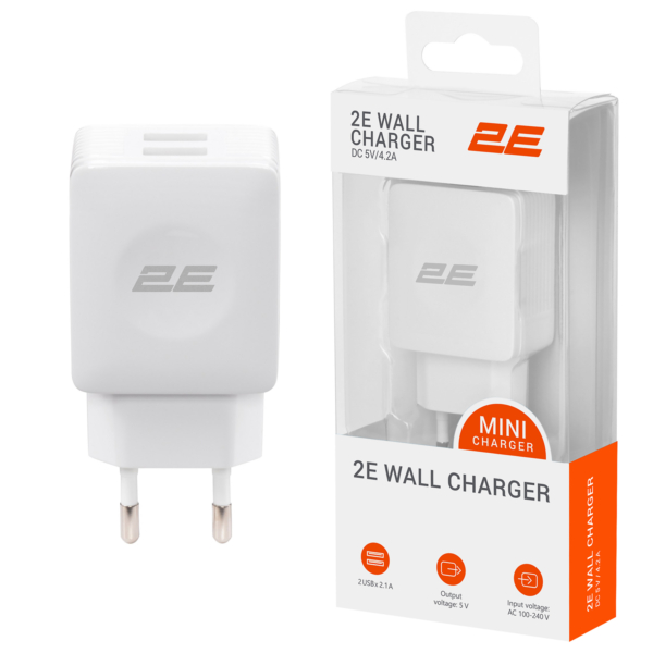 2E 2Е USB Wall Charger Dual DC5V/4.2A, white