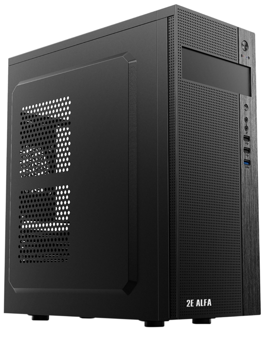 2E PC case Alfa E185 without PSU, 1xUSB3.0, 2xUSB2.0, VGA 310mm, ATX, black