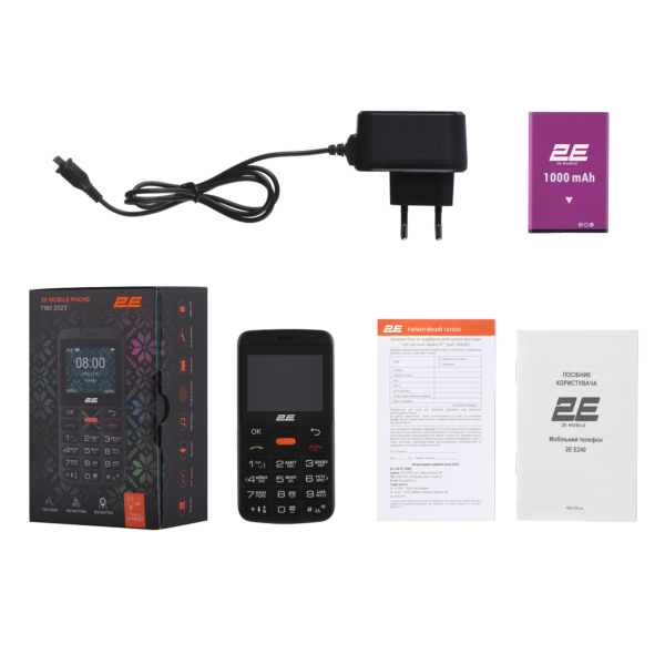 2E Mobile phone T180 MAX 2.3″ 2SIM, 1000mAh, Black