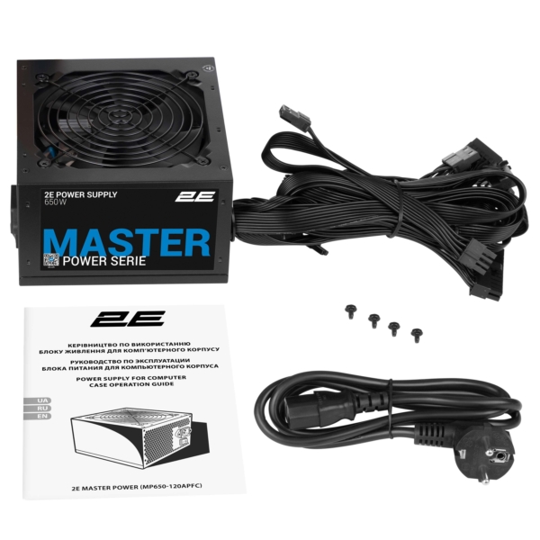 2E Блок питания Master Power (650W) >80% 80+ White 120мм 1xMB 24pin(20+4) 1xCPU 8pin(4+4) 3xMolex 5xSATA 2xPCIe 8pin(6+2)