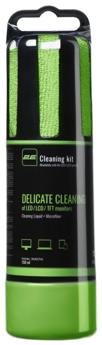 2E Cleaning set 150ml Liquid for LED/LCD + cloth, Green