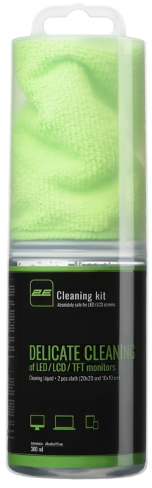 2E Cleaning Kit Liquid for LED / LCD 300ml + 2 wipes 20X20 10X10 cm.