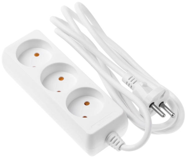 2E Network extension cord 3XCEE7/17, 2G*1.0mm, 1.8m, white