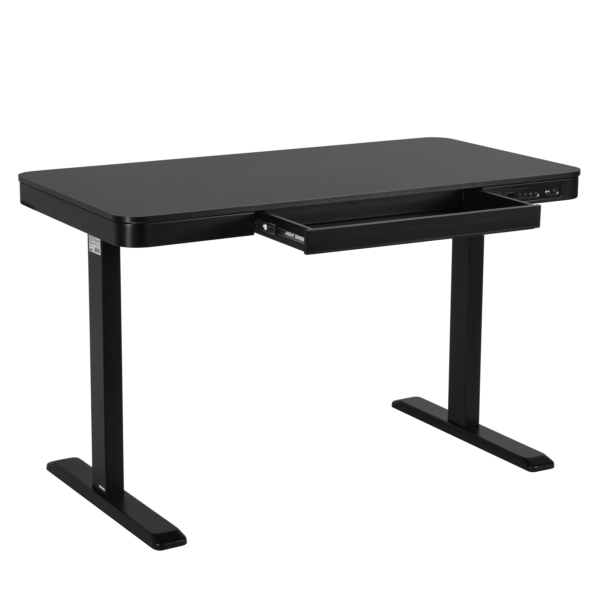 2E Computer table CE218B-MOTORIZED, height adjustment, electric motor 220V, (USB-A/USB-C), 72/120х118x60cm, black