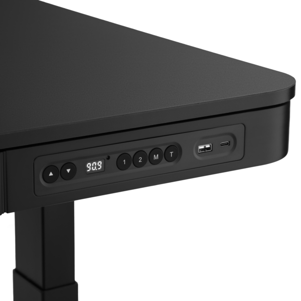 2E Computer table CE218B-MOTORIZED, height adjustment, electric motor 220V, (USB-A/USB-C), 72/120х118x60cm, black