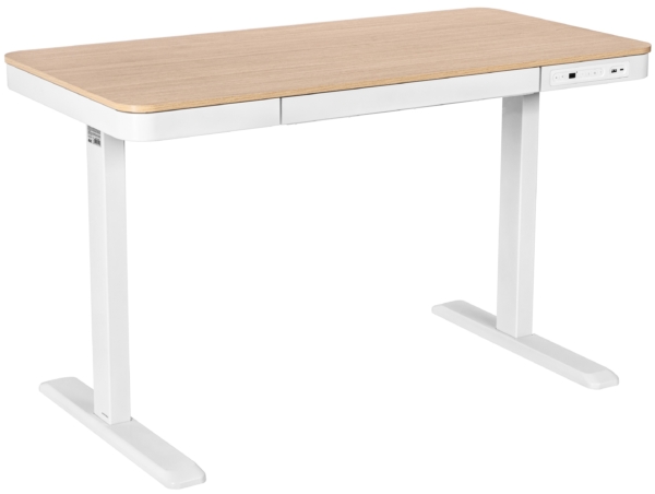 2E Computer table CE218D-MOTORIZED, height adjustment, electric motor 220V, (USB-A/USB-C), 72/120х118x60cm, beige