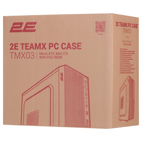 2E PC case TeamX TMX03 with 2E ATX400W, 2xUSB2.0, 1x80mm, VGA 220mm, mATX, black