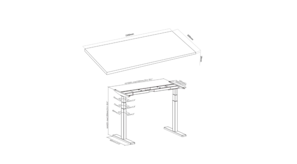 2E Computer table 2E CE150B-MOTORIZED with height adjustment