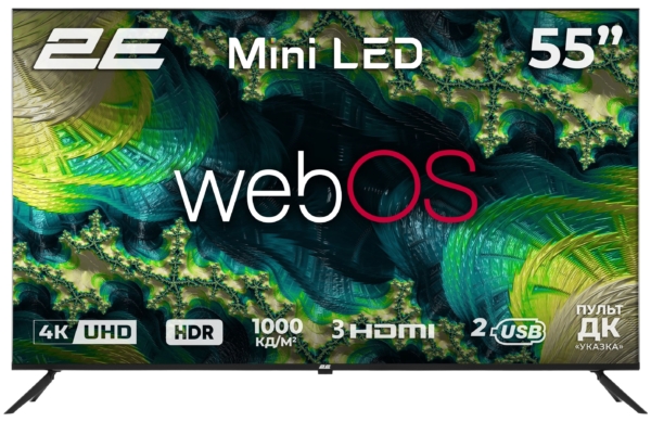 2E Телевізор 55″ MiniLED 4K 60Hz Smart WebOS Black