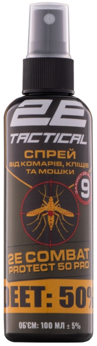 2E Tactical Спрей от комаров, клещей и мошки Combat Protect 50 Pro, 100 мл