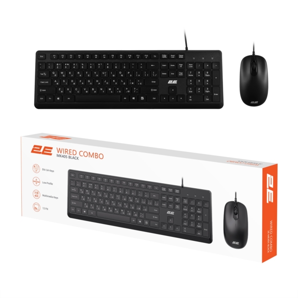 2E Combo keyboard and mouse MK405 USB-A, EN/UK, black