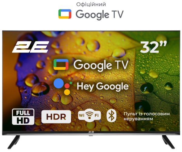 2E TV Set 32″ LED FHD 60Hz Smart Google TV Black