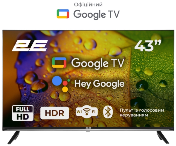 2E Телевізор 43″ LED FHD 60Hz Smart Google TV Black