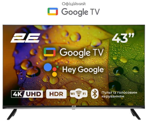 2E Телевізор 43″ LED 4K 60Hz Smart Google TV Black