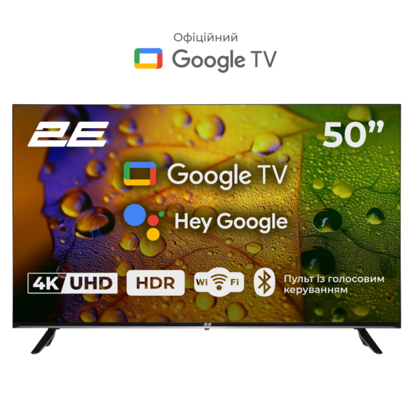 2E Телевізор 50″ LED 4K 60Hz Smart Google TV Black