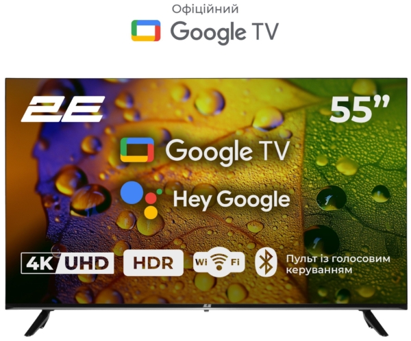 2E Телевизор 55″ LED 4K 60Hz Smart Google TV Black