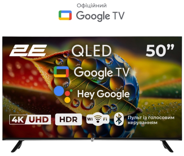 2E Телевизор 50″ QLED 4K 60Hz Smart Google TV Black